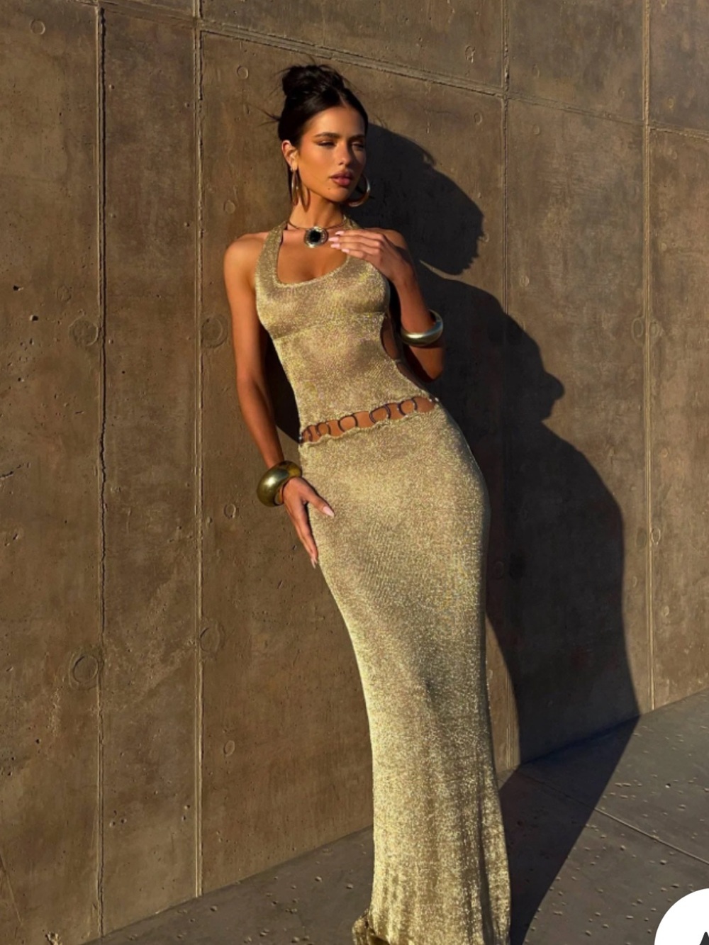 outcast gold maxi dress